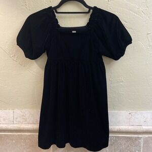 Crewcuts J.Crew Girls Puff Sleeve Black Velvet Party Dress Size 6